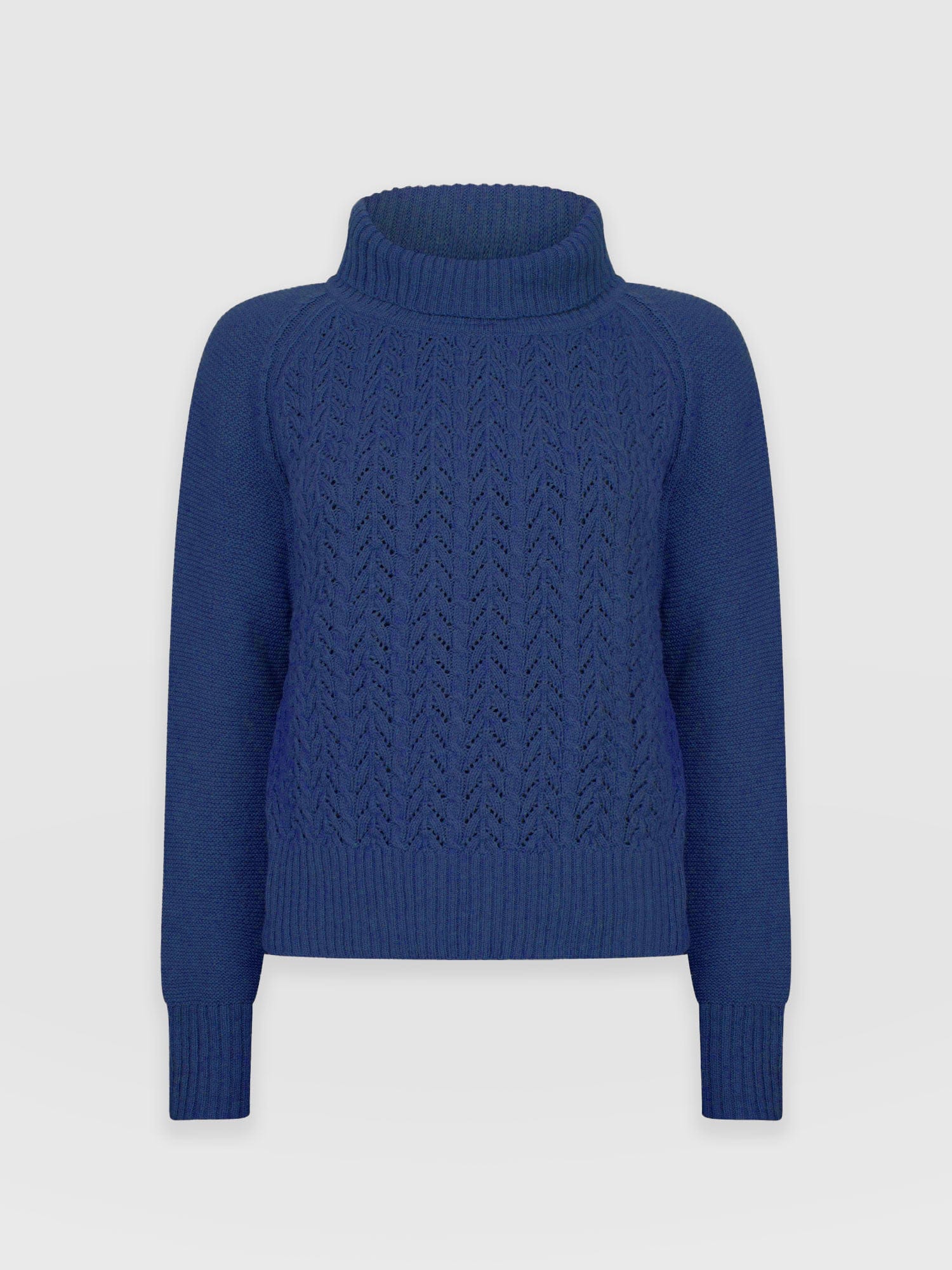 Glen Cable Knit Jumper Blue - Women's Jumpers | Saint + Sofia® UK